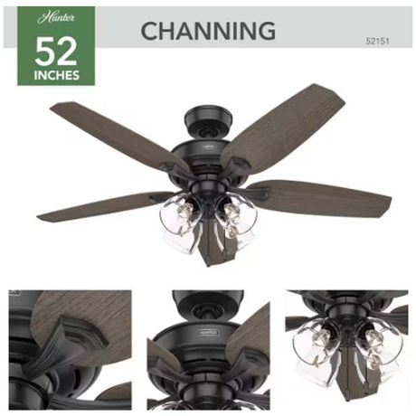 VENTILADOR TECHO 5 ASPAS 42 PULGADAS LED NEGRO MATE 52151 HUNTER