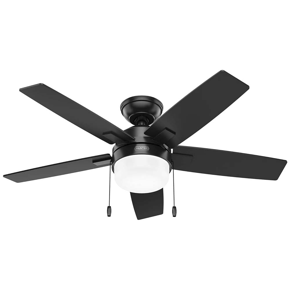 VENTILADOR TECHO 5 ASPAS 44 PULGADAS LED NEGRO MATE 52486 HUNTER