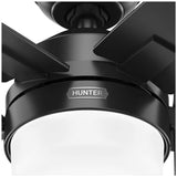 VENTILADOR TECHO 5 ASPAS 44 PULGADAS LED NEGRO MATE 52486 HUNTER
