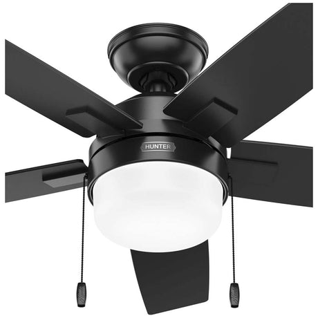 VENTILADOR TECHO 5 ASPAS 44 PULGADAS LED NEGRO MATE 52486 HUNTER