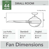 VENTILADOR TECHO 5 ASPAS 44 PULGADAS LED NEGRO MATE 52486 HUNTER