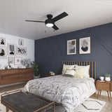 VENTILADOR TECHO 3 ASPAS 52 PULGADAS LED NEGRO MATE 52654 HUNTER