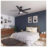 VENTILADOR TECHO 5 ASPAS 52 PULGADAS LED MANSILLA NEGRO MATE 52712 HUNTER