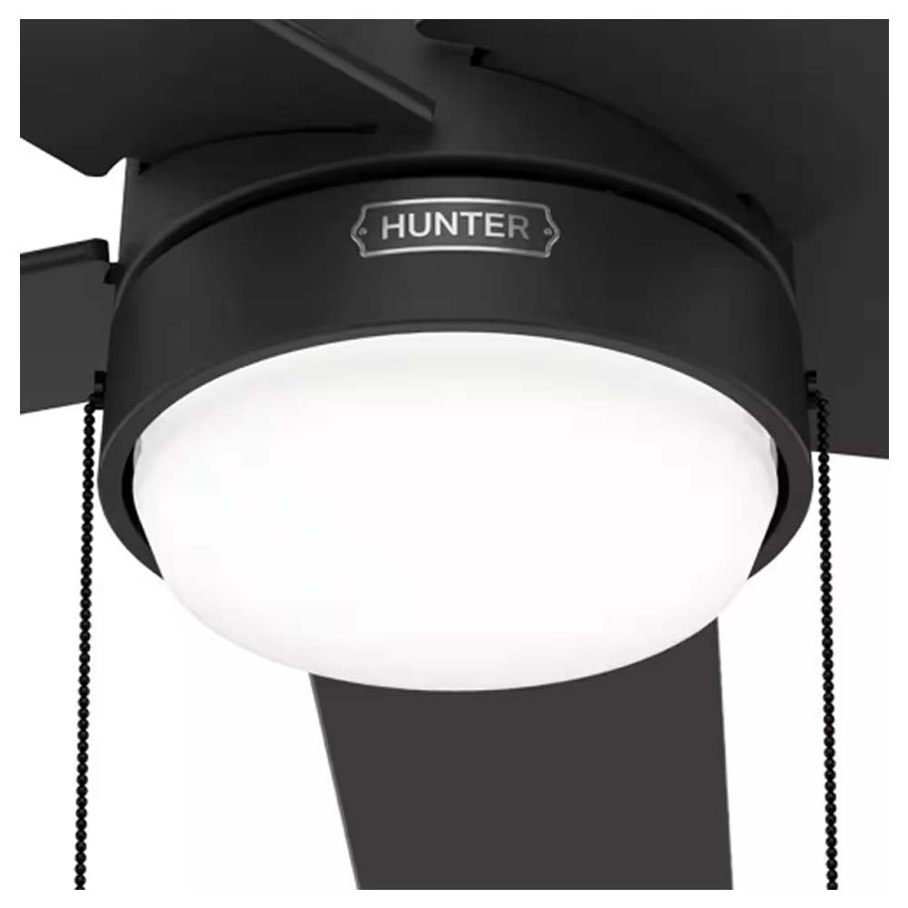VENTILADOR TECHO 5 ASPAS 52 PULGADAS LED MANSILLA NEGRO MATE 52712 HUNTER
