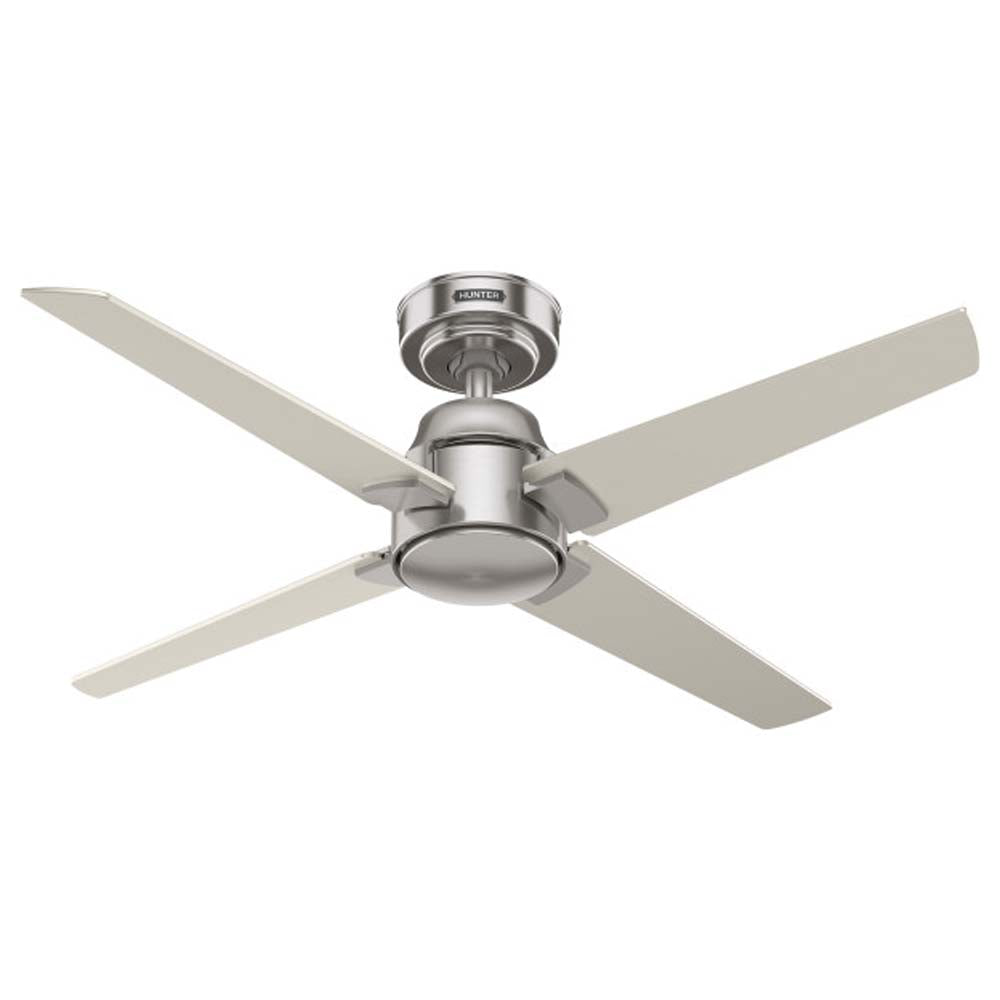 VENTILADOR TECHO 4 ASPAS 44 PULGADAS LED CORDELIA NIQUEL CEPILLADO 52911 HUNTER