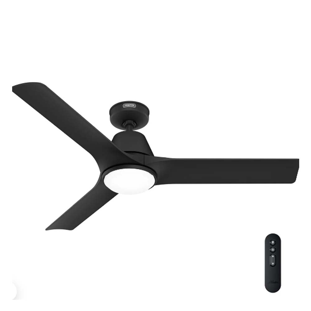 VENTILADOR TECHO 3 ASPAS 52 PULGADAS LED AERONAUT NEGRO MATE 52927 HUNTER