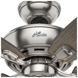 VENTILADOR TECHO 5 ASPAS 52 PULGADAS CON 4 LAMPARAS LED NIQUEL CEPILLADO 53216 HUNTER