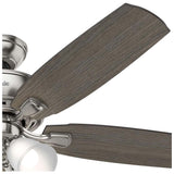 VENTILADOR TECHO 5 ASPAS 52 PULGADAS CON 4 LAMPARAS LED NIQUEL CEPILLADO 53216 HUNTER