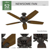 VENTILADOR TECHO 5 ASPAS 52 PULGADAS LED NEWSOME PREMIER BRONCE 53320 HUNTER