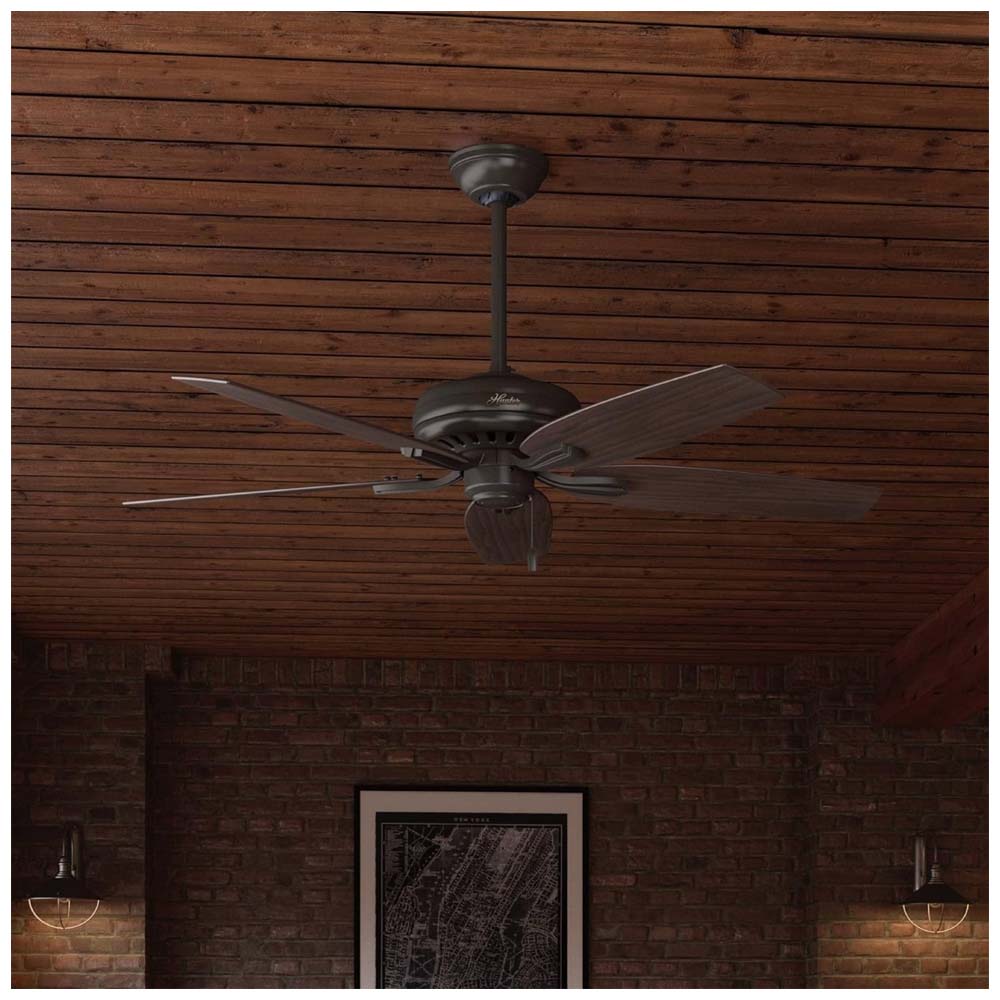 VENTILADOR TECHO 5 ASPAS 52 PULGADAS LED NEWSOME PREMIER BRONCE 53320 HUNTER