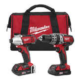 COMBO INALAMBRICO 2 HERRAMIENTAS: DESTORNILLADOR/TALADRO PERCUTOR 1/2" M18 DESTORNILLADOR IMPACTO HEXAGONAL 1/4" M18 2 BATERIAS 18 VOLTS 1.5 AMP M18 1 CARGADOR BATERIA MULTIPLE M12 Y M18 MILWAUKEE