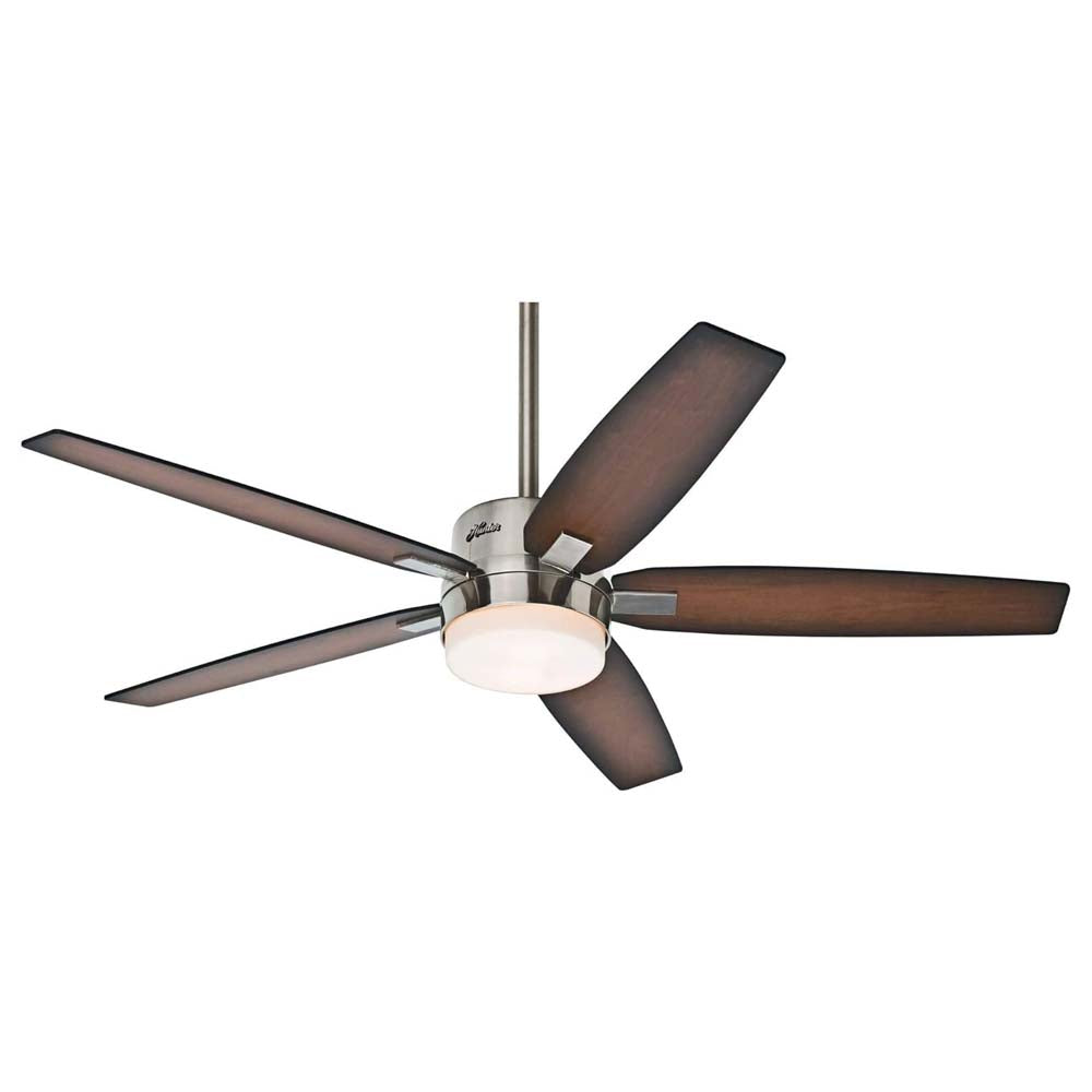 VENTILADOR TECHO 5 ASPAS 54 PULGADAS LED WINDEMERE NIQUEL CEPILLADO 59039 HUNTER