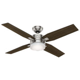 VENTILADOR TECHO 4 ASPAS 50 PULGADAS LED MERCADO NIQUEL CEPILLADO 59207 HUNTER