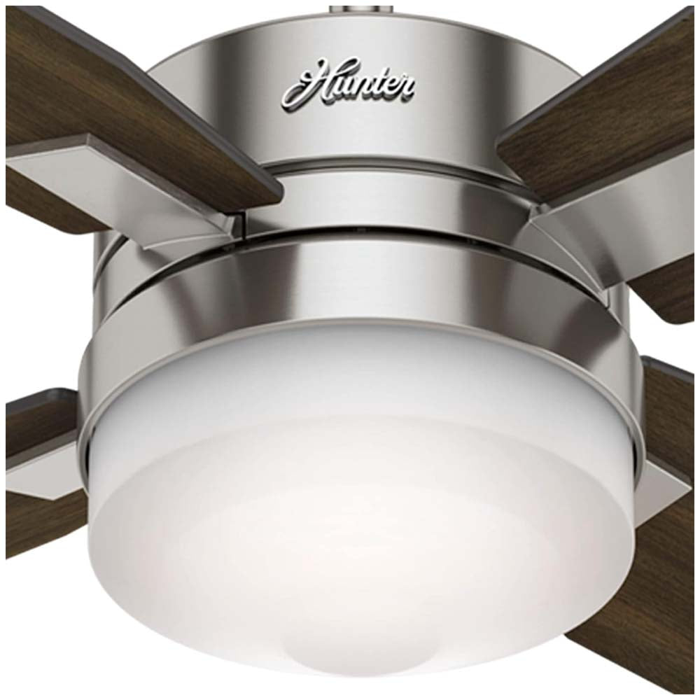 VENTILADOR TECHO 4 ASPAS 50 PULGADAS LED MERCADO NIQUEL CEPILLADO 59207 HUNTER
