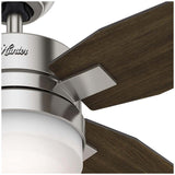 VENTILADOR TECHO 4 ASPAS 50 PULGADAS LED MERCADO NIQUEL CEPILLADO 59207 HUNTER