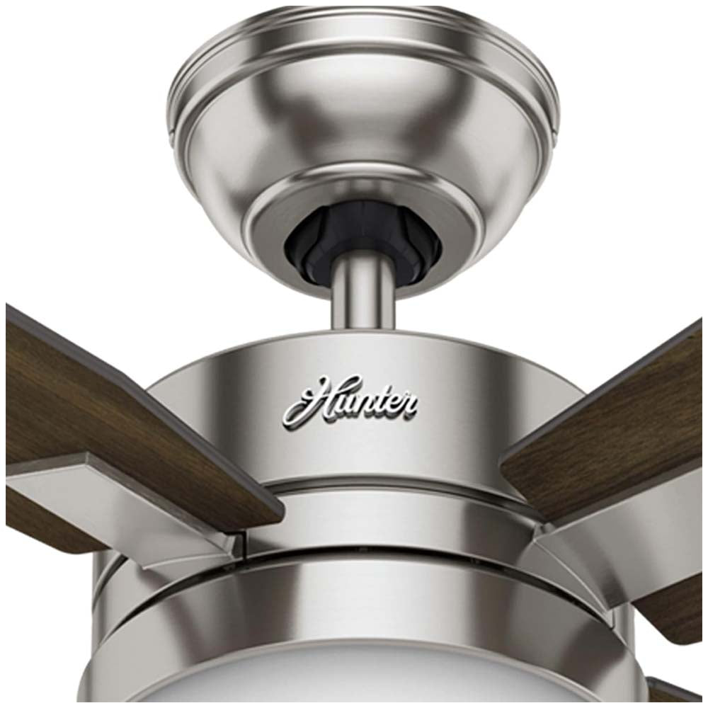 VENTILADOR TECHO 4 ASPAS 50 PULGADAS LED MERCADO NIQUEL CEPILLADO 59207 HUNTER