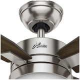 VENTILADOR TECHO 4 ASPAS 50 PULGADAS LED MERCADO NIQUEL CEPILLADO 59207 HUNTER