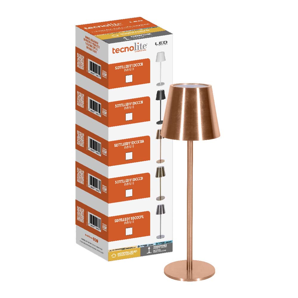 LAMPARA LED DE MESA DE 5 W TACTIL Y RECARGABLE COLOR BRONCE ANTIGUO IMAI II 5DTTLLED11DCCCBA TECNOLITE