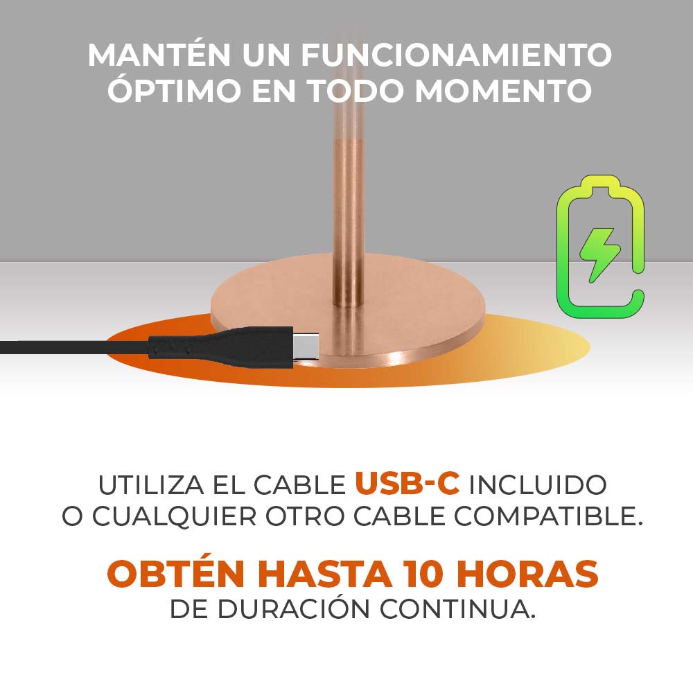 LAMPARA LED DE MESA DE 5 W TACTIL Y RECARGABLE COLOR BRONCE ANTIGUO IMAI II 5DTTLLED11DCCCBA TECNOLITE