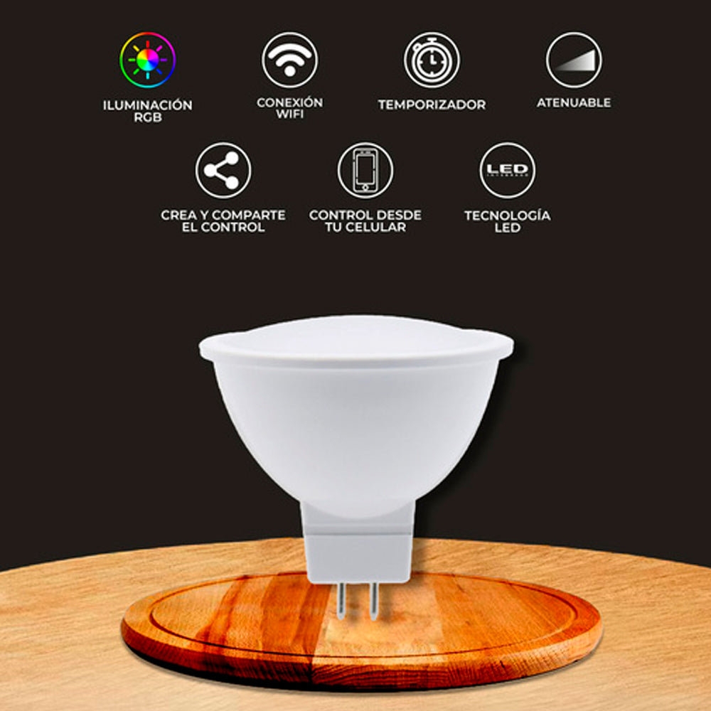 KIT DE 3 LAMPARAS DE LED BASE MR16 5W EN RGB SMART COLOR BLANCO TECNOLITE