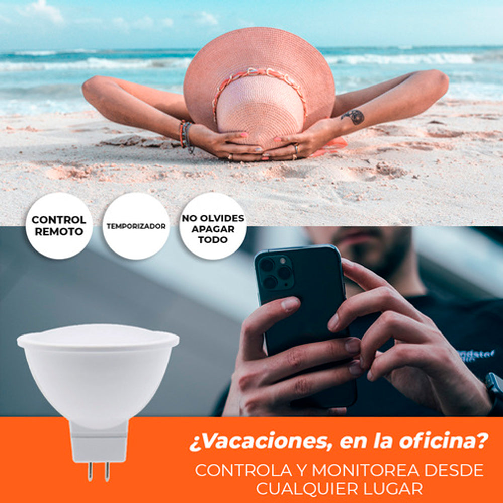KIT DE 3 LAMPARAS DE LED BASE MR16 5W EN RGB SMART COLOR BLANCO TECNOLITE