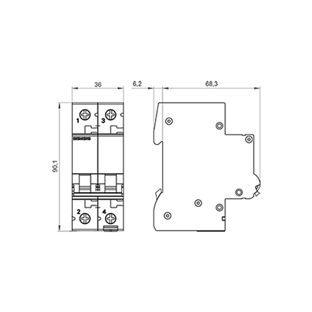 PASTILLA INTERRUPTOR P/RIEL 2X2A 5SL 6KA 250/440V 5SL62027CC SIEMENS