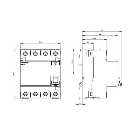 INTERRUPTOR DIFERENCIAL 4P TIPO AC 25A 300 MA AC: 400V MCA SIEMENS