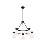 LAMPARA ARANA CALETA 5 LUCES CILINDRICAS NEGRO SATCO