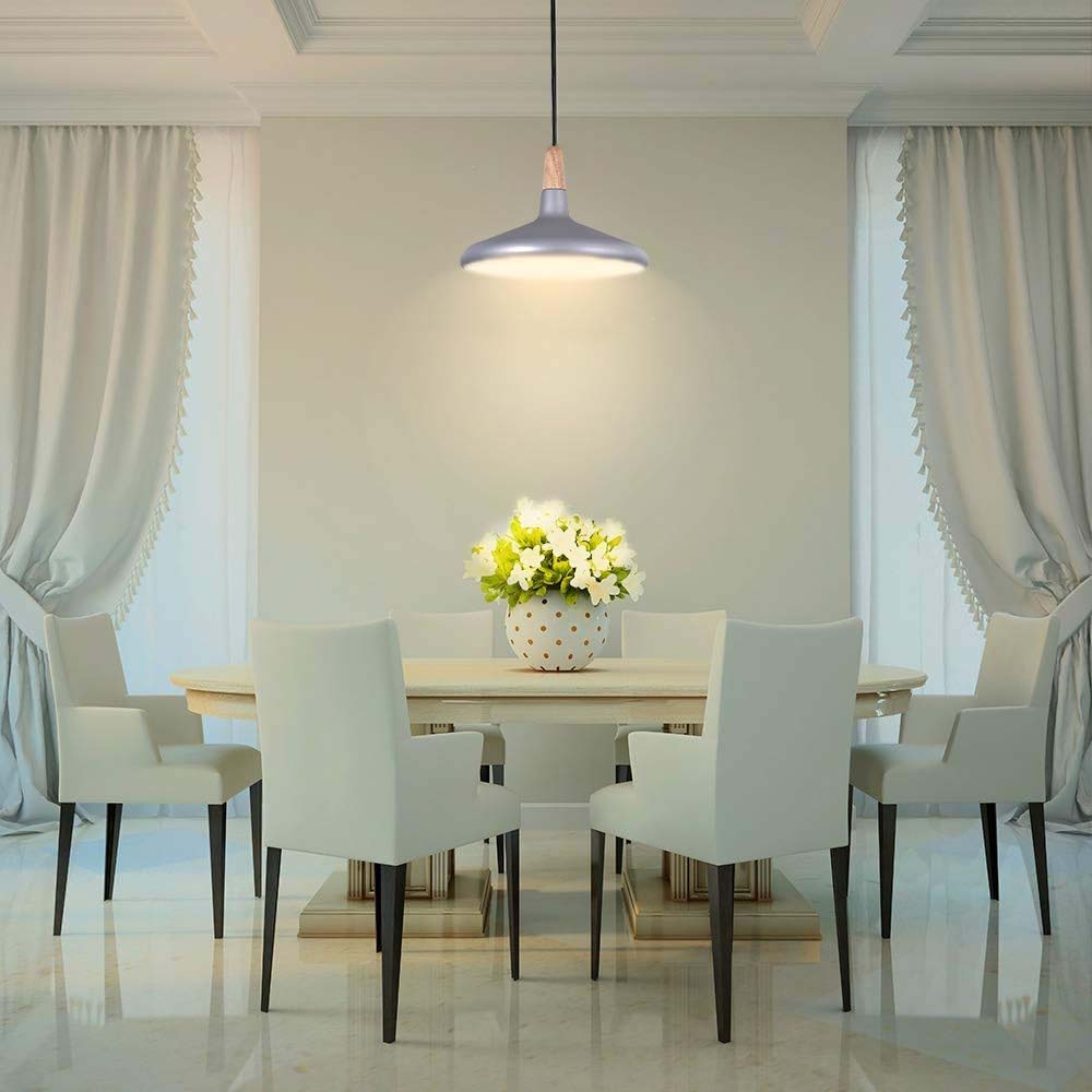 LUMINARIO SUSPENDIDO DECORATIVO INT. 8.5W/100-240V. E27 ALUM. ACERO SATINADO MERIDIANA ***TECNOLITE HAE***