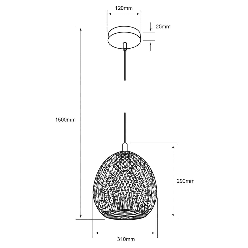 COLGANTE METÁLICO TECNOLITE VENUS 1.5M DE ALTURA 60W BASE E27 NO INCLUYE FOCO ***HAE 2024***