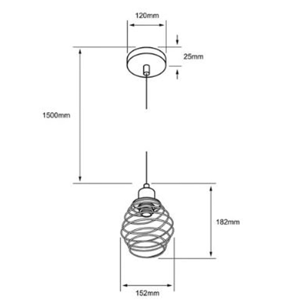 LAMPARA COLGANTE DE METAL 1.50 M DE ALTURA POTENCIA MAX. 60 W 1 BASE E27 NO INCLUYE FOCO 60CTL6127MVN