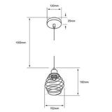 LAMPARA COLGANTE DE METAL 1.50 M DE ALTURA POTENCIA MAX. 60 W 1 BASE E27 NO INCLUYE FOCO 60CTL6127MVN