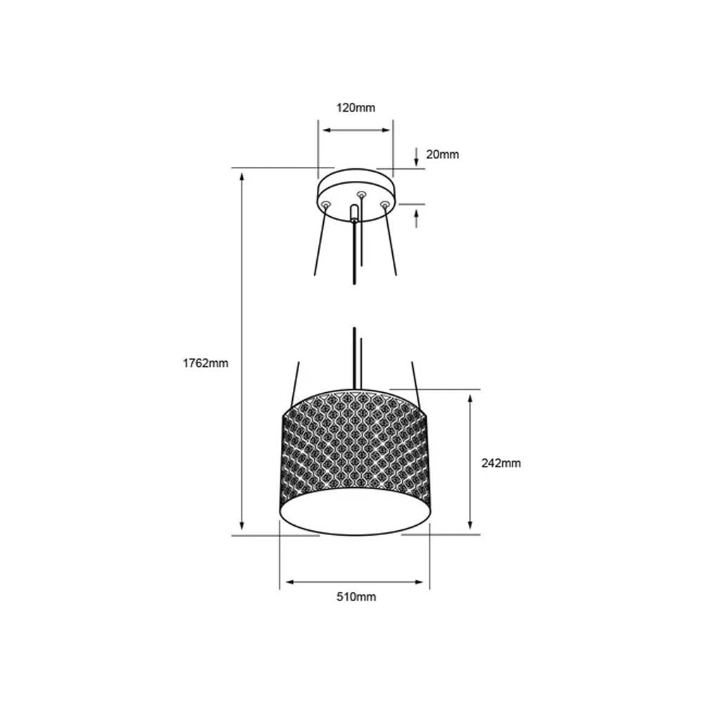 COLGANTE DE CRISTAL MINCHIR TECNOLITE 1.70 METROS DE ALTURA POTENCIA MÁXIMA 60W 3 BASES E27 NO INCLUYE FOCOS ***TECNOLITE HAE***