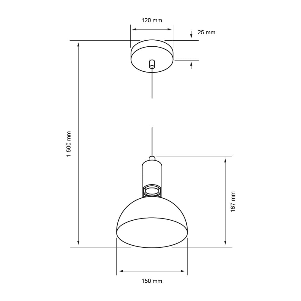 LUMINARIO INT SUSP S/L 100-240V E27 NEGRO