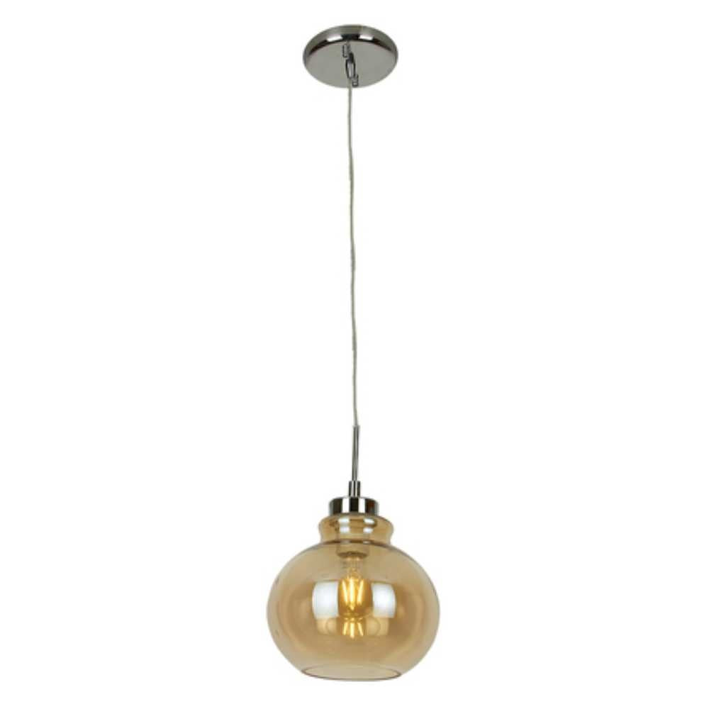 LUM SUSP INT 60W 100-240V CRISTAL AMBAR S/LAMP MINERVA MCA TECNO