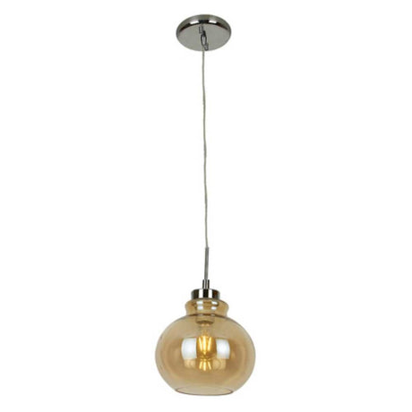 LUM SUSP INT 60W 100-240V CRISTAL AMBAR S/LAMP MINERVA MCA TECNO