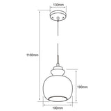 LUM SUSP INT 60W 100-240V CRISTAL AMBAR S/LAMP MINERVA MCA TECNO