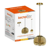 LUMINARIO INT SUSP S/L HOGA 100-240V E27 CRISTAL DORADO AMBAR