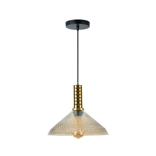 LUMINARIO INT SUSP S/L HOMAM 100-240V E27 DORADO AMBAR