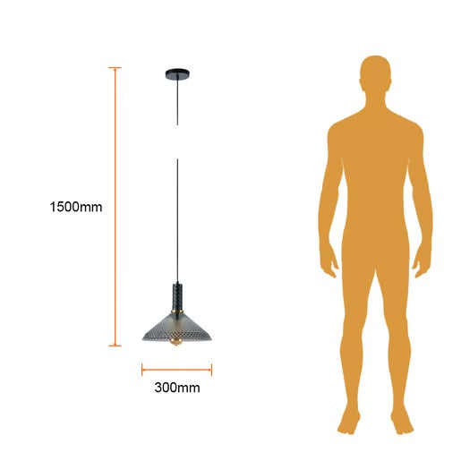 LUMINARIO INT SUSP S/L HOMAM 100-240V E27 NEGRO HUMO