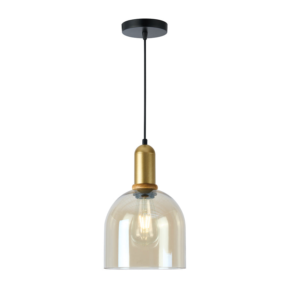 LUMINARIO INT SUSP S/L IRENA II 100-240V E27 DORADO AMBAR
