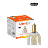 LUMINARIO INT SUSP S/L IRENA II 100-240V E27 DORADO AMBAR