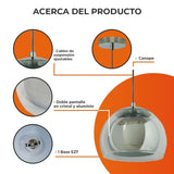 LAMPARA COLGANTE DE CRISTAL 1.50 M DE ALTURA POTENCIA MAX. 60 W BASE E27 NO INCLUYE FOCO