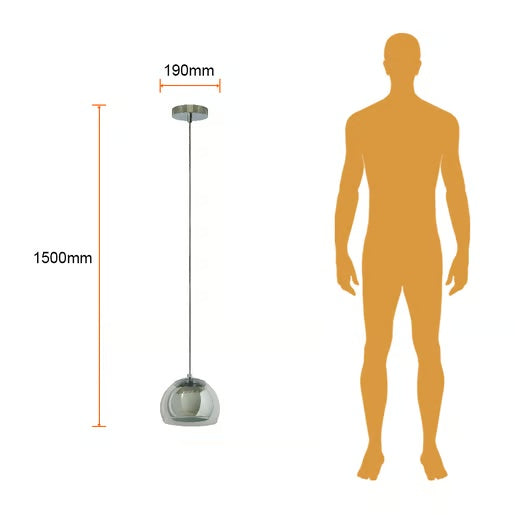 LAMPARA COLGANTE DE CRISTAL 1.50 M DE ALTURA POTENCIA MAX. 60 W BASE E27 NO INCLUYE FOCO