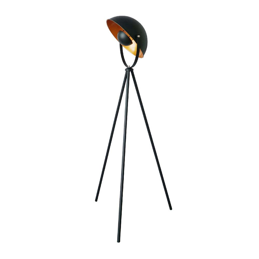 LUMINARIA DE PIE TRIPOIDE DE ACERO DE 60W COLOR NEGRO CON DORADO CHECHIA 60LPT1184MVN TECNOLITE