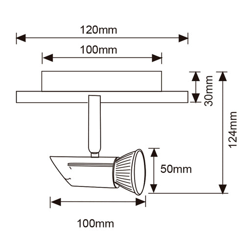 LÁMPARA DE INTERIOR TECNOLITE CAMPI SPOT PARA SOBREPONER BASE GU10 DIRIGIBLE ***TECNOLITE HAE***