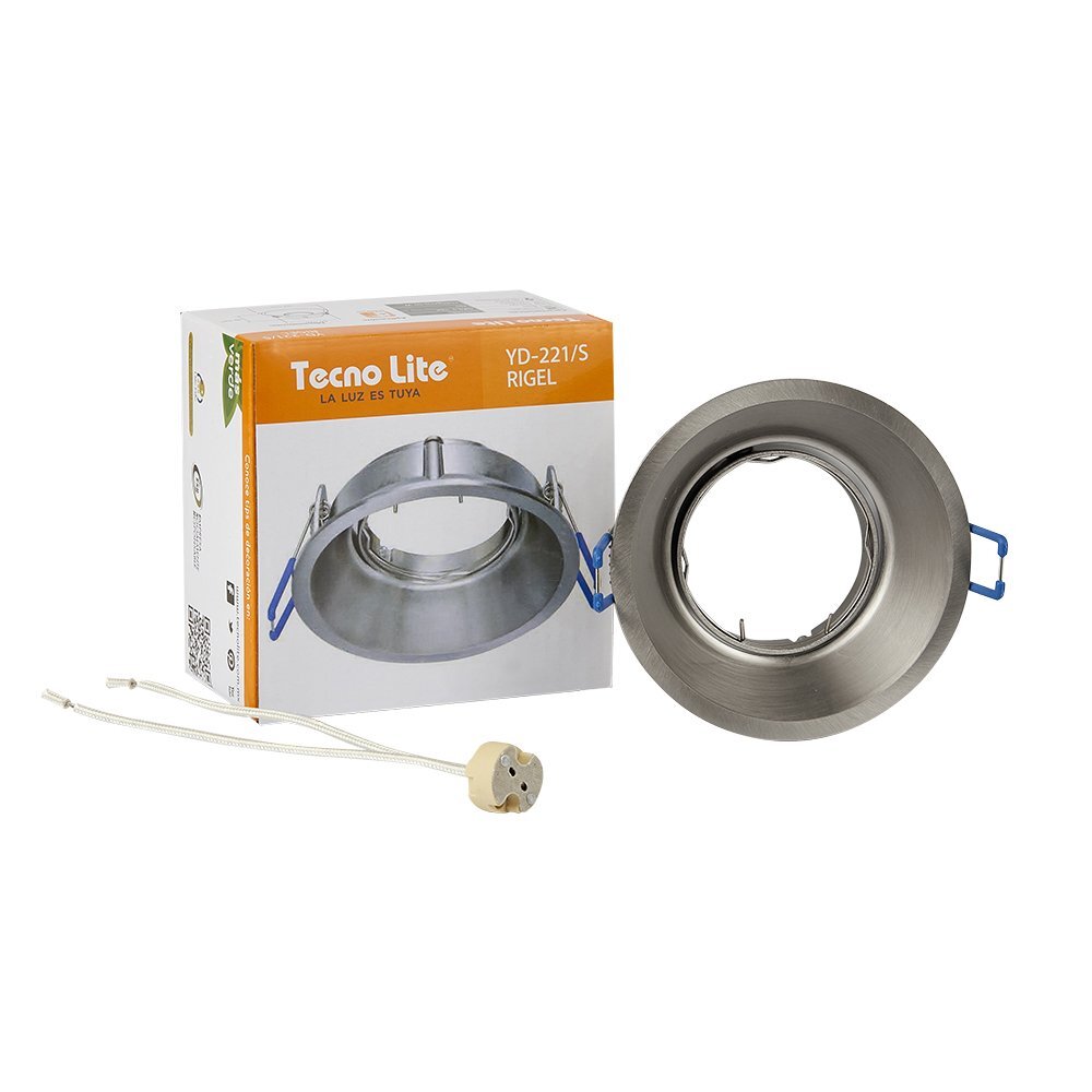 LÁMPARA DE INTERIOR EMPOTRABLE RIGEL TECNOLITE POTENCIA MÁXIMA 50W BASE GX5.3 FOCO MR16 NO INCLUIDO SATINADO