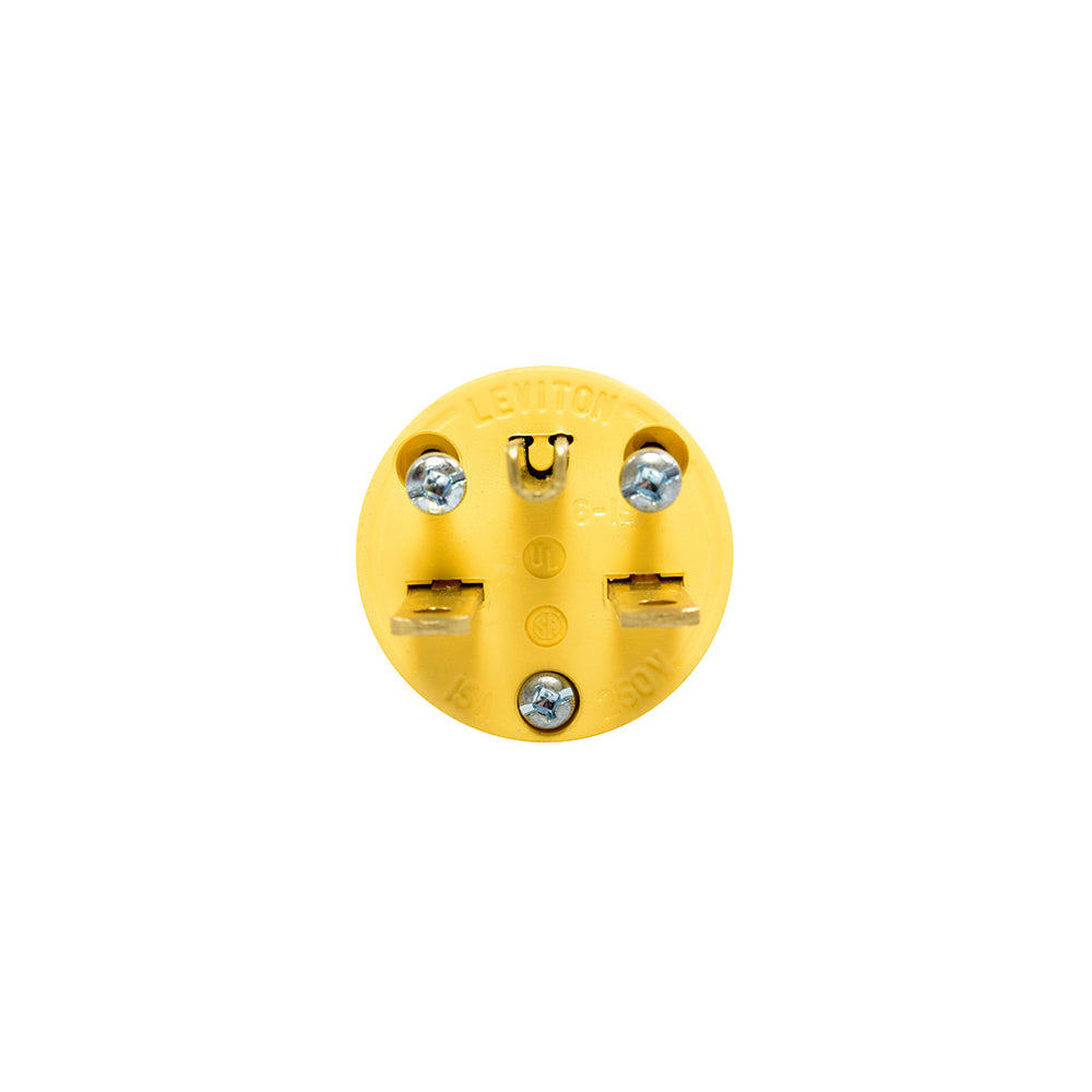 CLAVIJA VINIL BLINDADA 15A/250V. AMARILLA 615PA-000 HOJA RECTA LEVITON