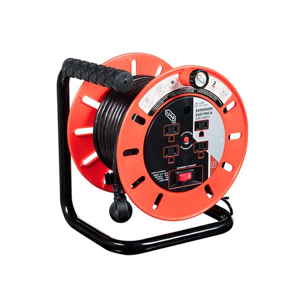 EXTENSION ELECT. C/CARRETE 15 MTS 4 ENT SEG. C/PROT. SOBRECARGA SWITCH ENC-APAG 120/240V 13A 60HZ