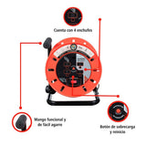 EXTENSION ELECT. C/CARRETE 15 MTS 4 ENT SEG. C/PROT. SOBRECARGA SWITCH ENC-APAG 120/240V 13A 60HZ
